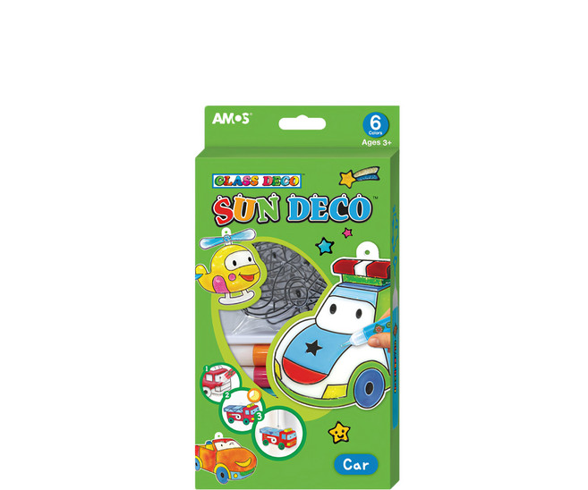 AMOS 阿摩司 6色吊飾DIY玻璃彩繪膠組 Ages 3+, 交通工具, 1盒