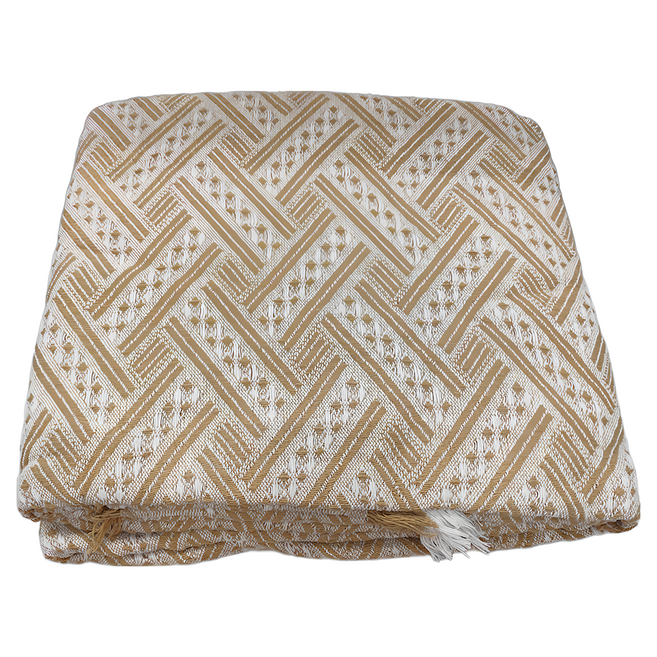 編織奶茶桌布 沙發布, 180 x 230cm, 波西 奶茶色, 1條