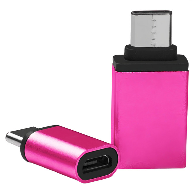 aibo USB 3.1 Type-C 轉接頭組 USB 3.0母 + Micro USB母2件組, 22mm, 桃紅色, 1組