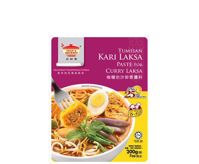 TEAN'S GOURMET 田師傅 咖哩叻沙即煮醬料, 200g, 1包