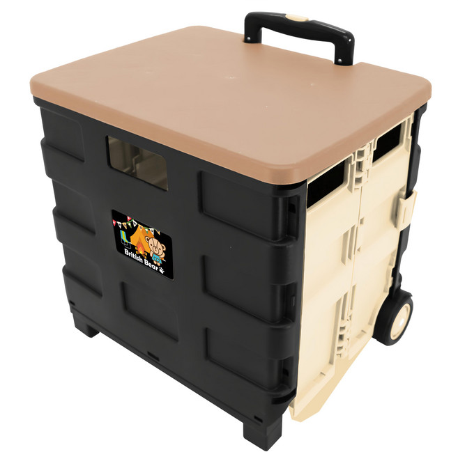 英國熊 折疊購物推車, 棕色, 1個