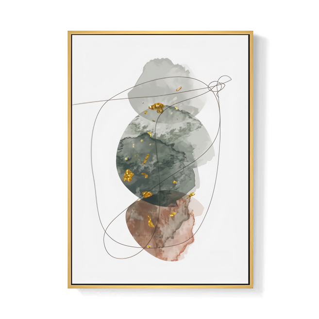 BOLUO GALLERY 菠蘿選畫所 幾何 灰拓印 掛畫 APGP3406D, 木色