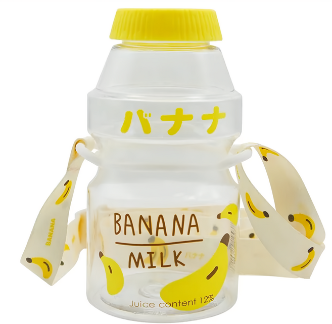 Green Bell 綠貝 透明水果口愛多多瓶 - 香蕉牛奶 470ml 耐溫-20~120°C, 香蕉黃, 1個