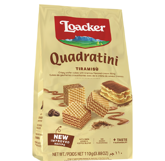 Loacker 萊佳哈斯 方角哈斯餅 提拉米蘇味, 110g, 1包