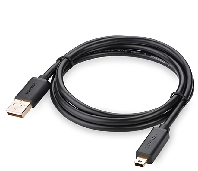 UGREEN 綠聯 USB-A-Mini USB傳輸線, 3m, 黑色, 1條