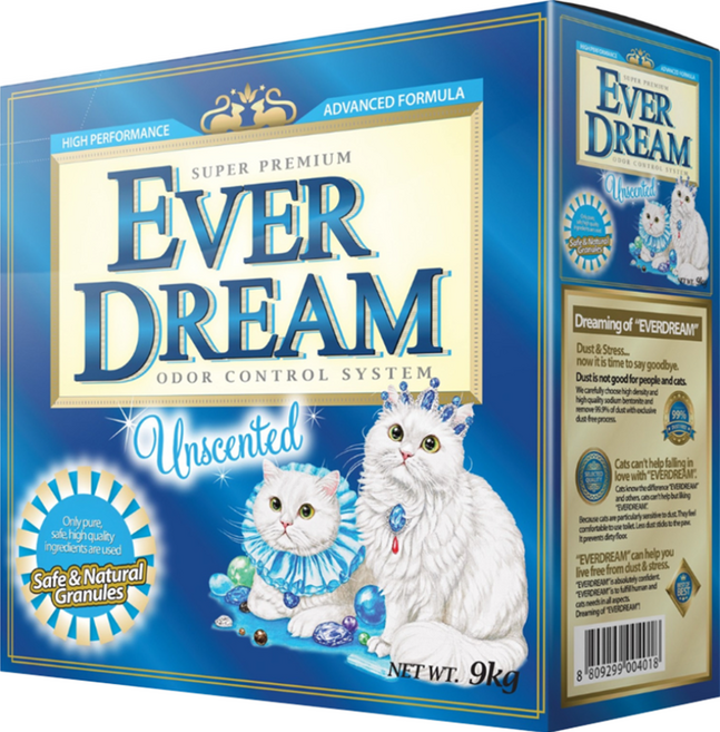EVER DREAM 速凝結貓砂, 1盒, 9kg, 純淨無香配方