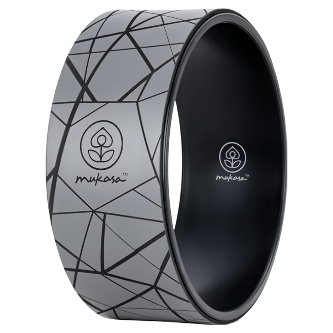 mukasa 慕卡莎 PU瑜珈輪 SGS認證 止滑PU表層 耐用ABS內圈, 灰色 幾何, 1個