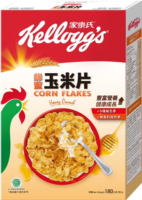 Kellogg's 家樂氏 CORN FLAKES 公雞玉米片 蜂蜜玉米片, 180g, 1盒