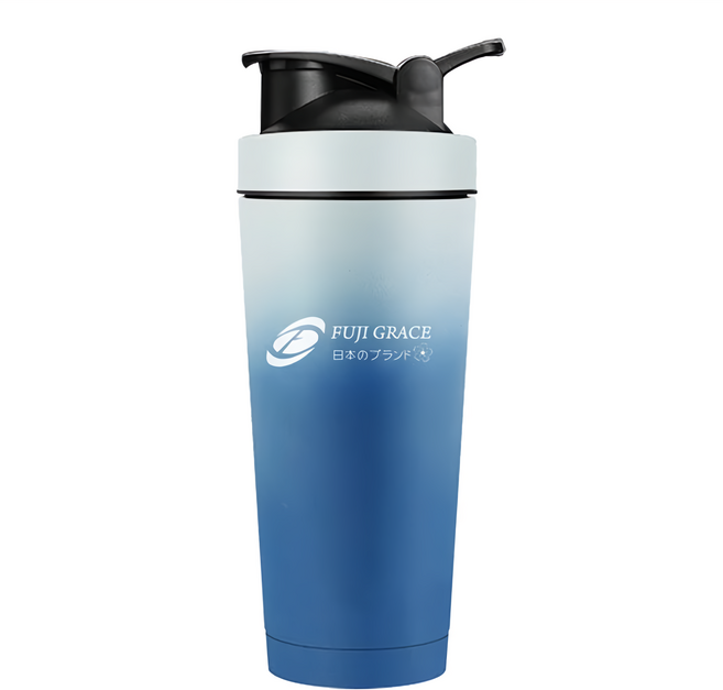 FUJI-GRACE 富士雅麗 寬口陶瓷噴層保溫搖搖杯 750ml, 漸層藍, 1個