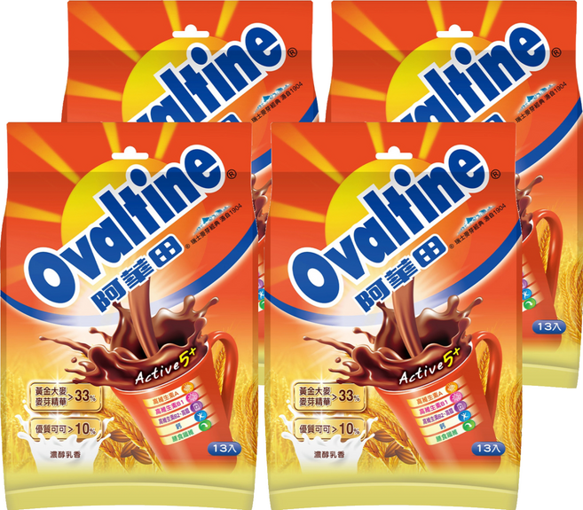Ovaltine 阿華田 營養巧克力麥芽飲品, 20g, 13包, 4袋