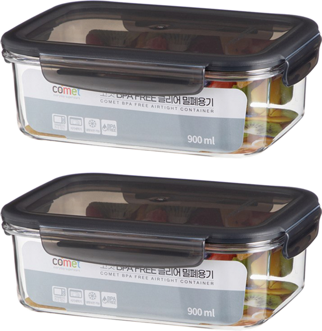 comet BPA Free 密封保鮮盒 900ml, 2個容器 + 2個蓋子, 1組