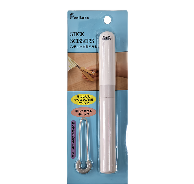 PuniLabo 攜帶型剪刀 棒型 附掛繩, 海豹, 1個