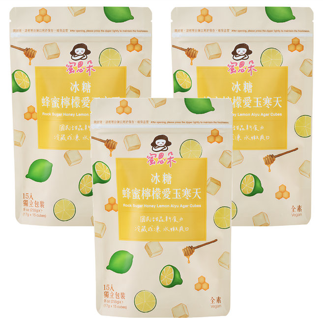 Medolly 蜜思朵 冰糖蜂蜜檸檬愛玉寒天, 15顆, 17g, 3袋