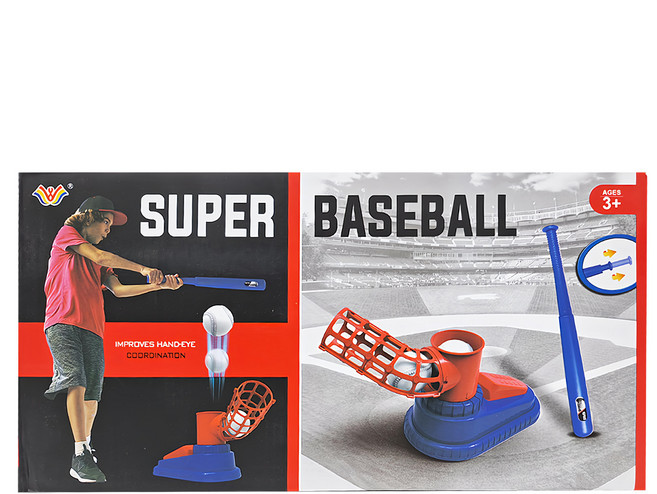 HONGXIANG 宏翔玩具 棒球玩具發射器 腳踏款 3歲+, 藍色 + 紅色, 1盒