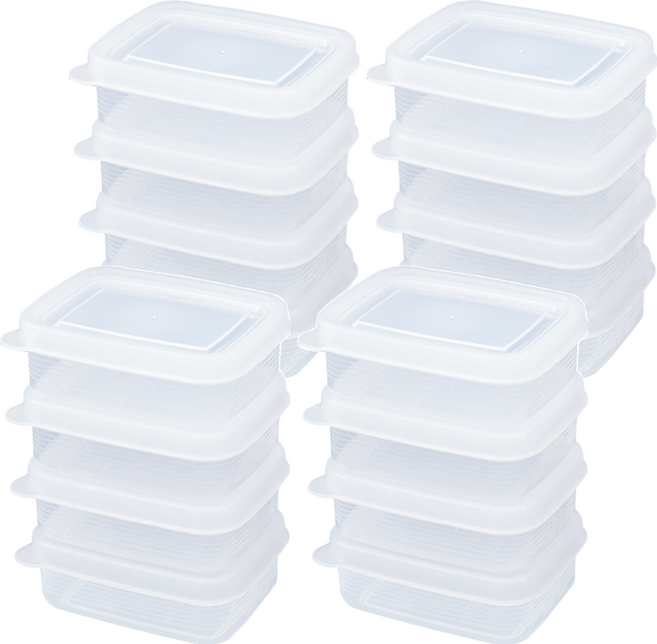 NAKAYA 長方形食品塑膠保鮮盒 R型 透明 100ml, 4組, 保鮮盒4個