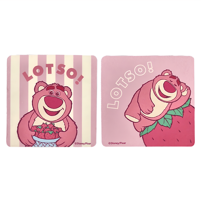 收納王妃 珪藻土軟式杯墊 方 2個, 熊抱哥採草莓 粉色, 1組