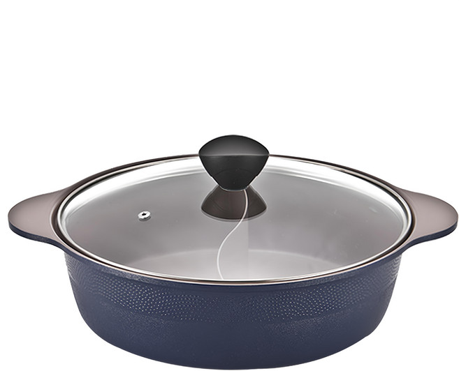 KITCHEN FLOWER Cookin IH 電磁火鍋半平鍋, 28cm, 黑色 + 藍色, 1個