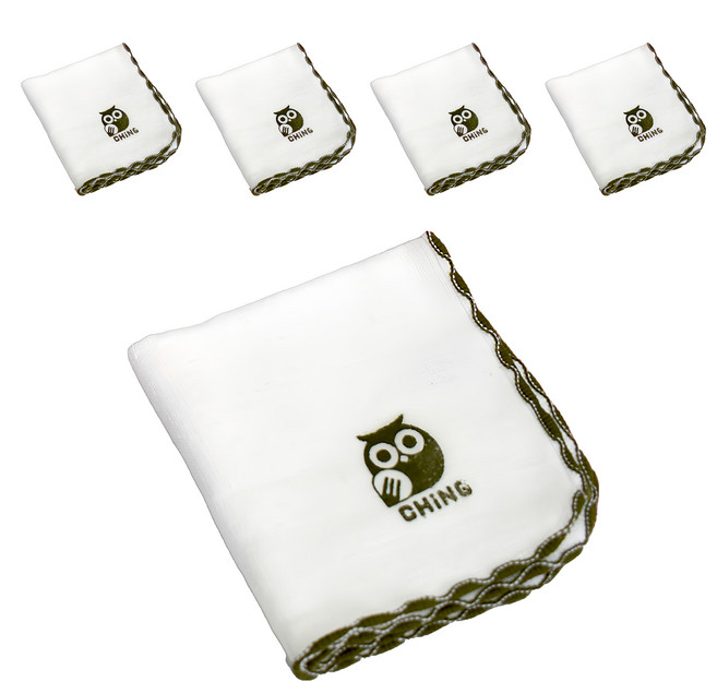 CHING-CHING 親親 台灣製 紗布毛巾口水巾小方巾 SI-06 白色 (5條入組)