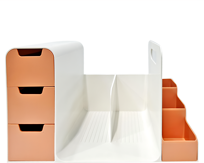 FAmILyLIFE 生活 大型文具書架桌上收納盒 A-168-PI 35 x 20 x 21.5cm 1250g, 粉白色, 1個