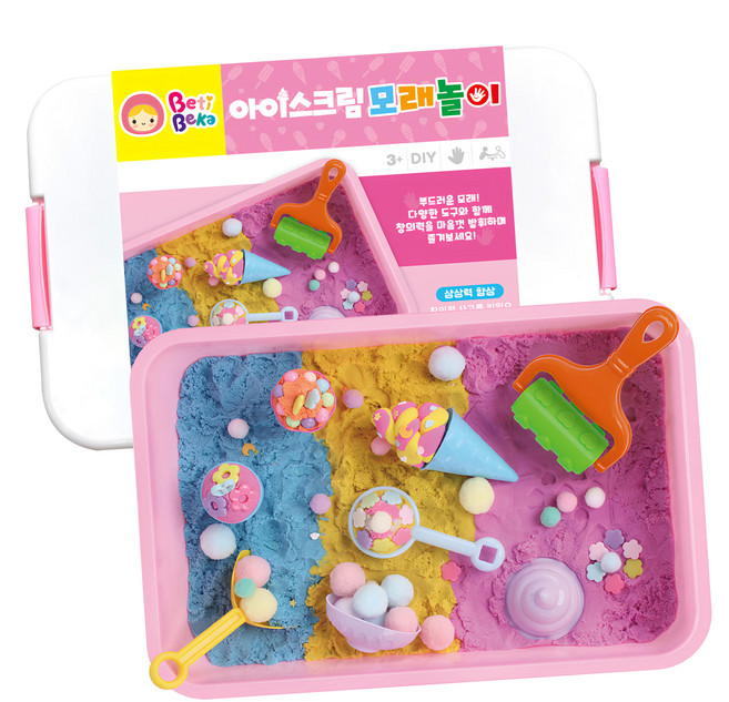 KIDZONE Beti Beka 冰淇淋玩沙組, 1組, 藍色 + 黃色 + 紫色