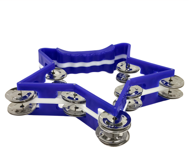 奧福打擊樂器 KTV伴奏 手搖鈴 雙排鈴 星型 鈴鼓, 藍色, 1個