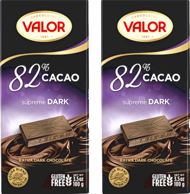 西班牙 VALOR 82%純黑巧克力片, 100g, 2片