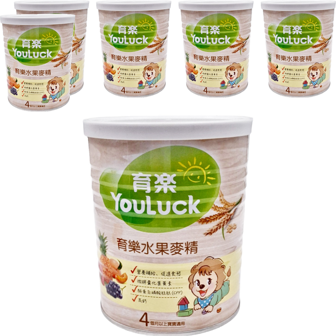 YouLuck 育樂 麥精, 水果, 280g, 6罐