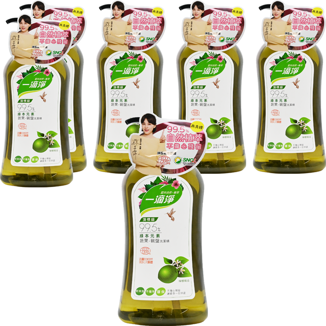 一滴淨 蘆薈多酚食品用洗潔精 檸檬, 1kg, 6瓶