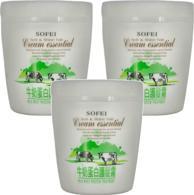 SOFEI 舒妃 牛奶蛋白護髮霜, 1L, 3罐