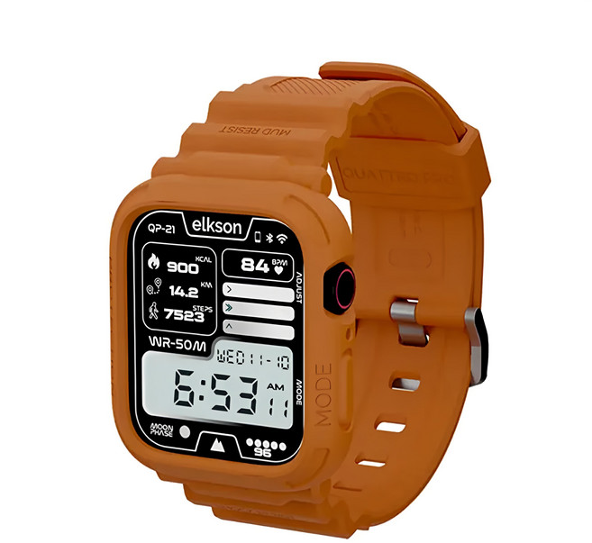 加拿大 elkson-41mm apple watch 9/8/7/6/5/4/se quattro pro柔韌透氣耐磨tpu一體成形軍規錶帶-愛馬橘, 1個, 愛馬橘