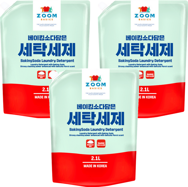ZOOM 小蘇打洗衣精補充包, 2.1L, 3包