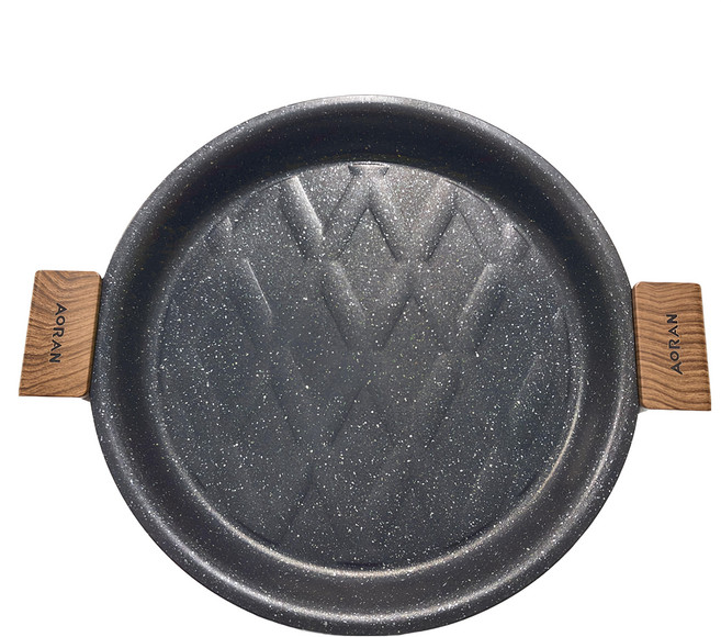 AORAN 麥飯石不沾煎烤盤 加厚鍋底 石墨黑 1050g, 28cm, 1個