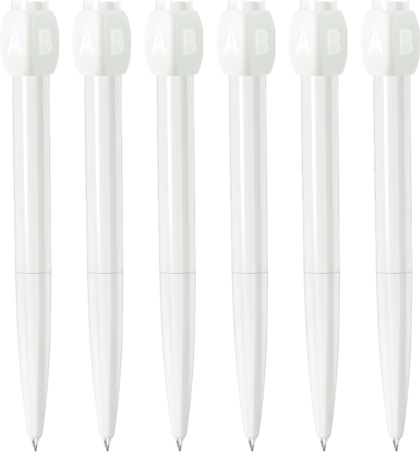 轉轉答案筆 中性筆 0.5mm, 白色, 6支