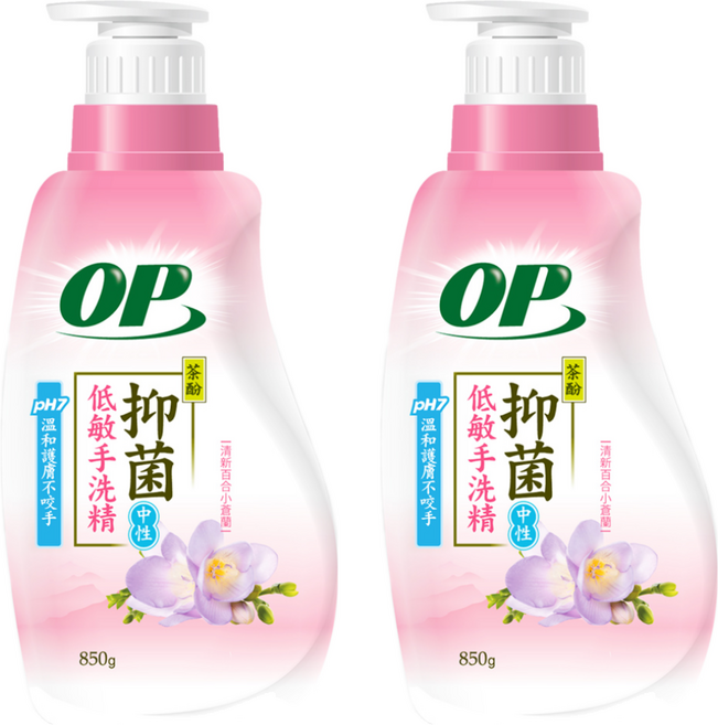 OP 茶酚低敏抑菌手洗精, 850g, 2瓶