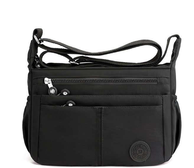 HOME IN BOX 女性多隔層輕量單肩斜背包, 黑色