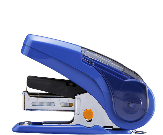 MAX 美克司 釘書機 省力設計 裝訂文件 亮眼外觀 尾端溝槽設計 攜帶方便, 藍色, 1個