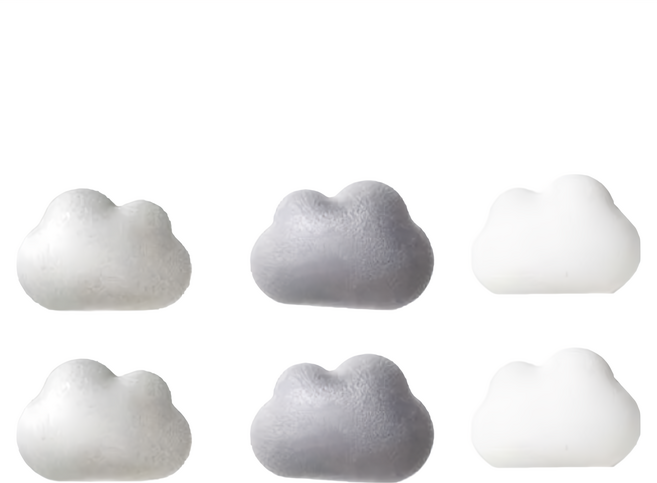 QUALy 朵朵雲兒磁鐵 55 x 31 x 21mm, 黑灰白, 6個