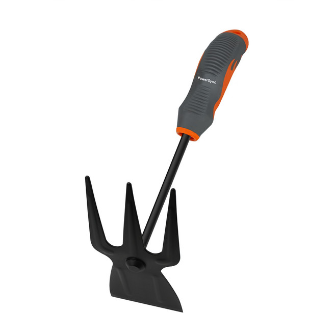 PowerSync 群加 雙頭兩用鋤 鋤頭+三爪耙 防滑雙色柄, 1支