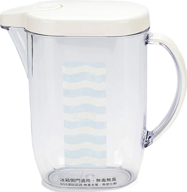 KEYTOSS 詰朵斯 WATER 環保專利設計水壺 廣口瓶易於清潔 蓋中蓋設計不易撒出 雙重手把複合材質穩固好握取, 白色 + 透明色, 1.5L, 1個