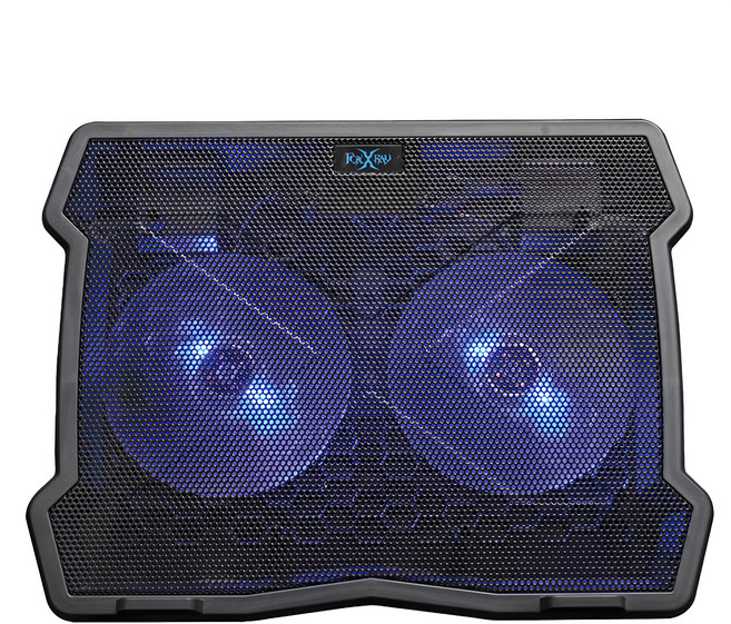 FOXXRAY 狐鐳 飛流雪狐電競筆電散熱墊 雙12.5cm強力風扇 搭配炫酷藍色冷光, 藍色 + 黑色, 1個