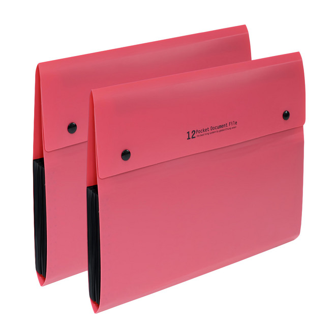 ECO Chungwoon 12層分格風琴夾 A4 12 Pocket Document File 紅色, 2個