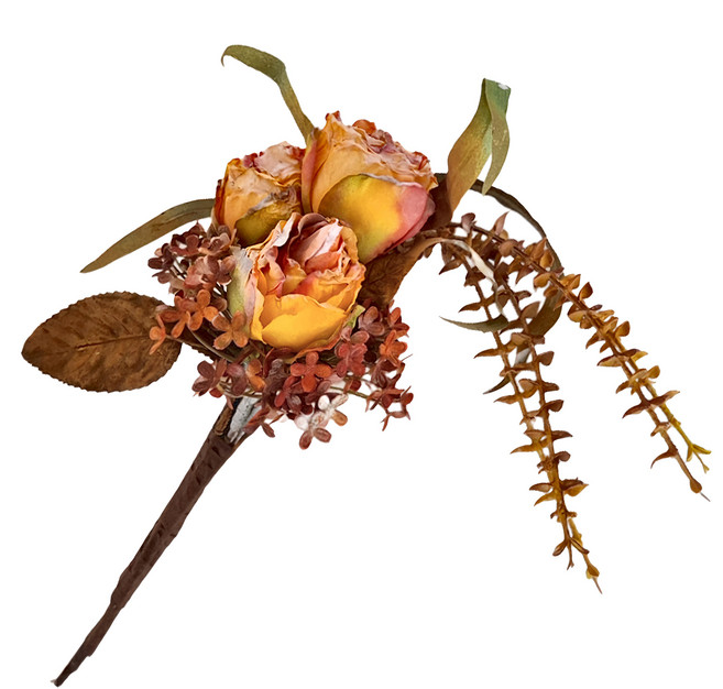 WEIXUN 薇蕁 Simple仿真花束 燒玫瑰三頭, 黃色, 1個
