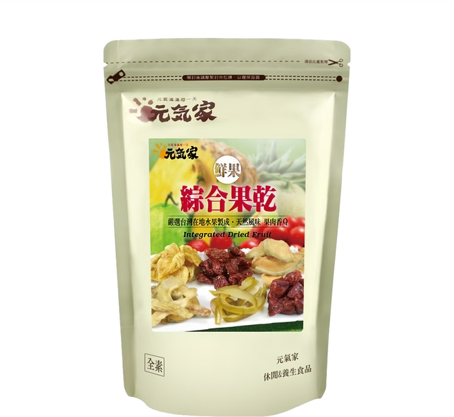 元氣家 綜合果乾 嚴選台灣道地新鮮水果低溫烘焙 果肉柔軟香Q, 200g, 1包