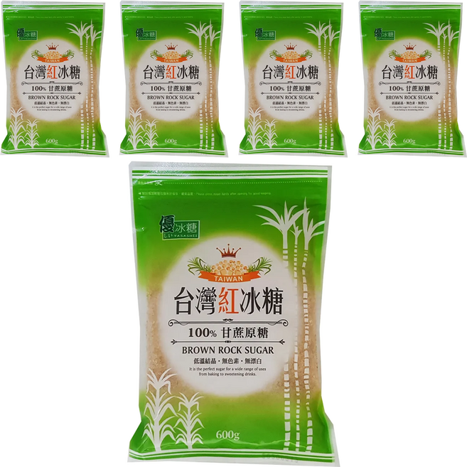 YASASHII 優 台灣紅冰糖, 600g, 5包