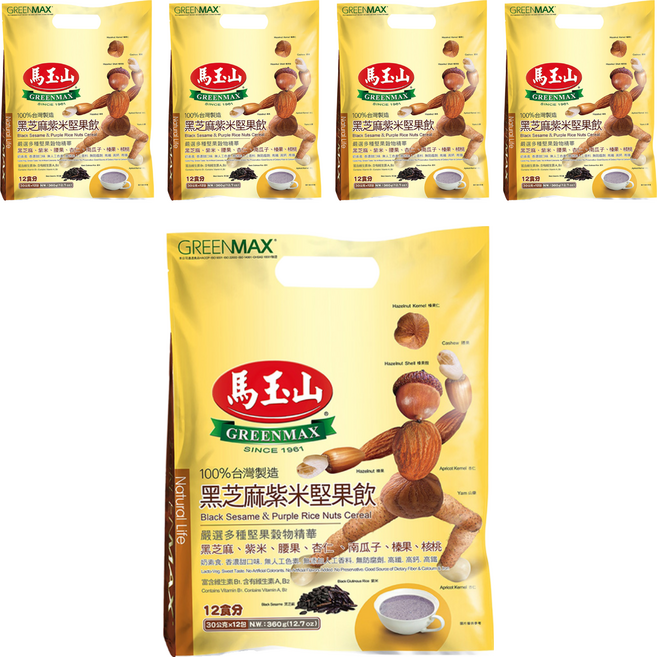 馬玉山 黑芝麻紫米堅果飲, 30g, 12包, 5袋