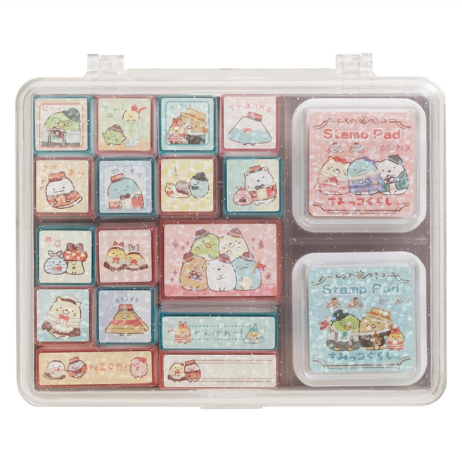 Sumikkogurashi 角落生物 印章組 附紅藍色印泥 3歲以上 843829, 紅色 + 藍色, 1組