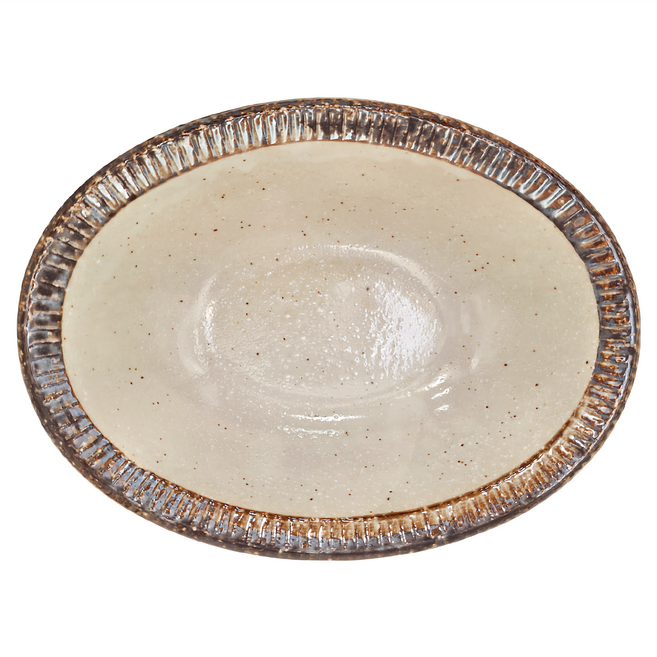 梨地刻十草 9吋橢圓皿 22.5 x 17.5 x 6.8cm XL12102-40 1個