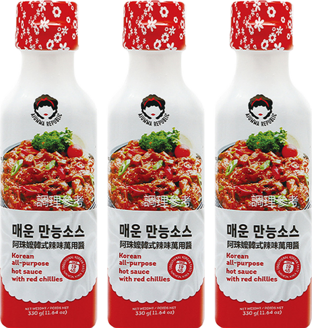 AJUMMA REPUBLIC 阿珠嬤 韓式辣味萬用醬, 330g, 3瓶