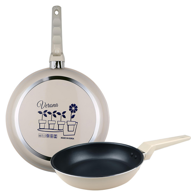 CooK&CooK VERONA 抗菌塗層煎鍋2件套組, 象牙白色, 20公分平底鍋 + 28公分平底鍋, 1組