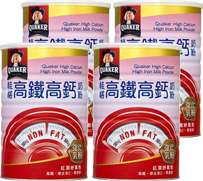 QUAKER 桂格 高鈣奶粉高鐵配方, 750g, 4罐